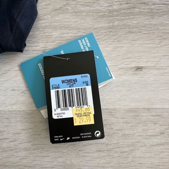 Nike Dri-Fit V-Neck Short Sleeve Tee Shirt Turquoise/Black M NWT - Picture 9 of 9